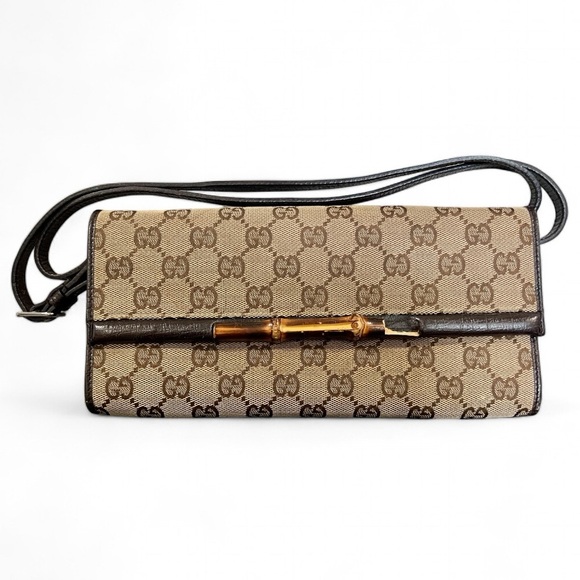Gucci GG Canvas Bamboo Bar Clutch – Mini Shoulder Bag - Picture 2 of 15
